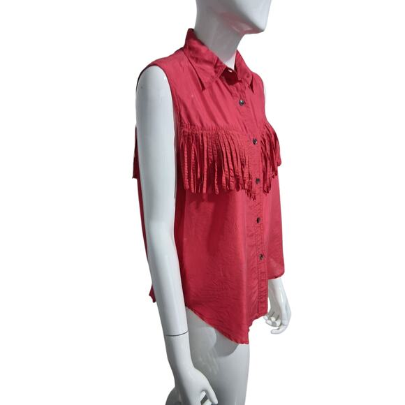 Y2K Vintage Lady Madeira Fringe Women's size M 100% Silk Button Up Western Top - Picture 4 of 9